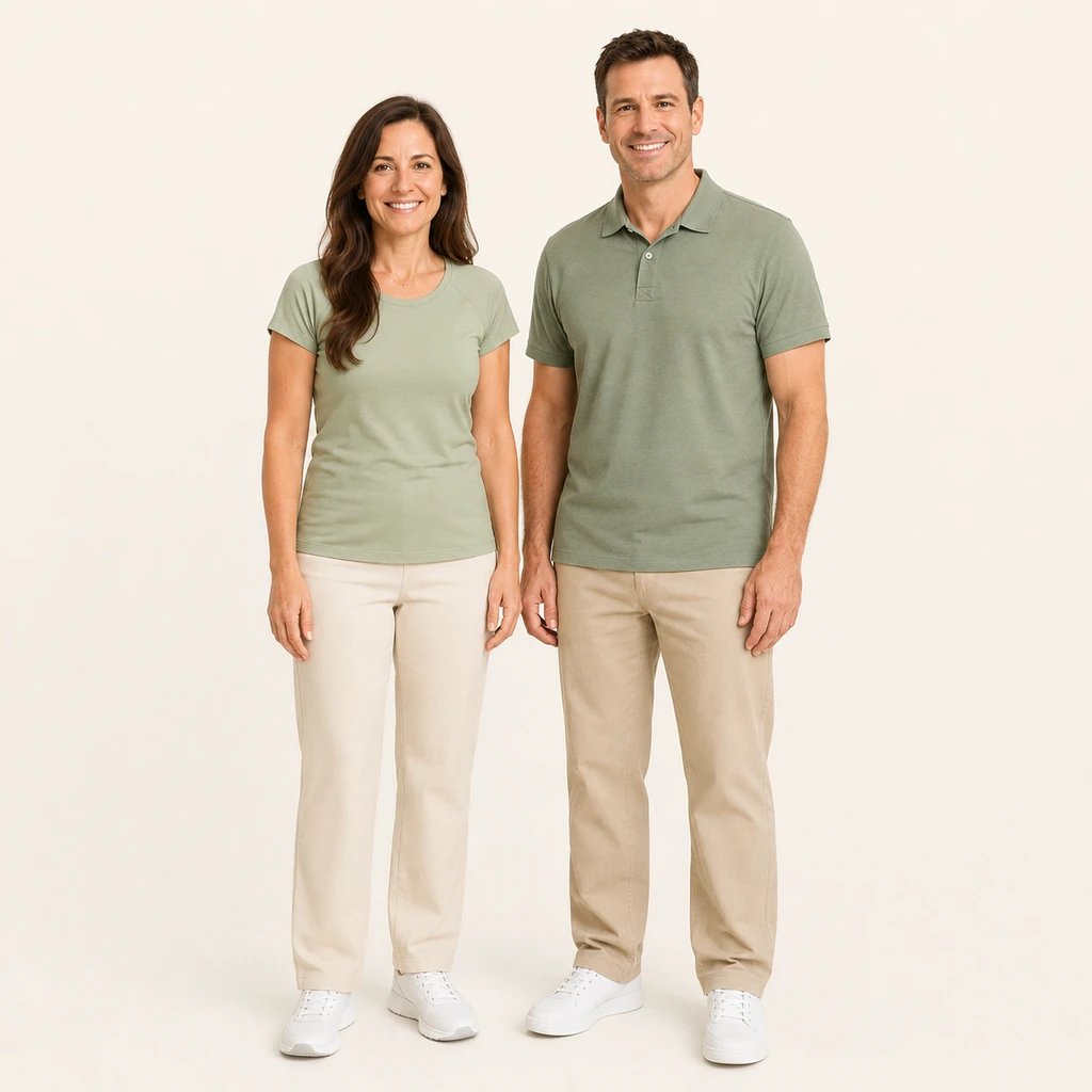 A woman and man in their forties standing together